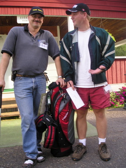 Mike and I winning the putting competition